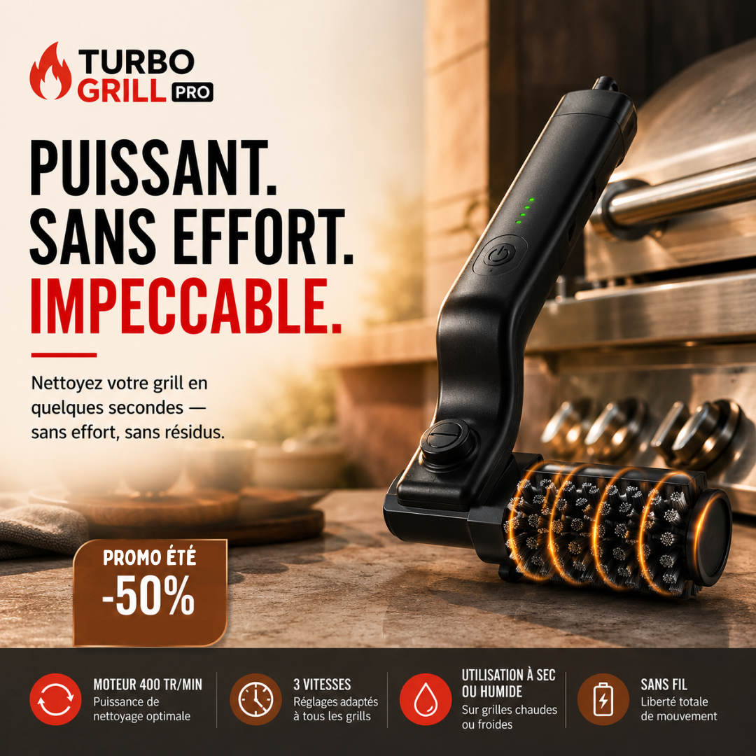 TurboGrill Pro™ — Brosse électrique rotative pour grille de barbecue