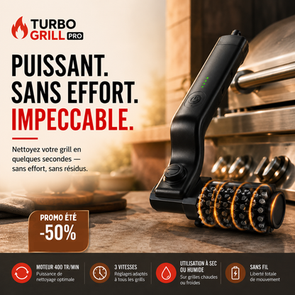 TurboGrill Pro™ — Brosse électrique rotative pour grille de barbecue